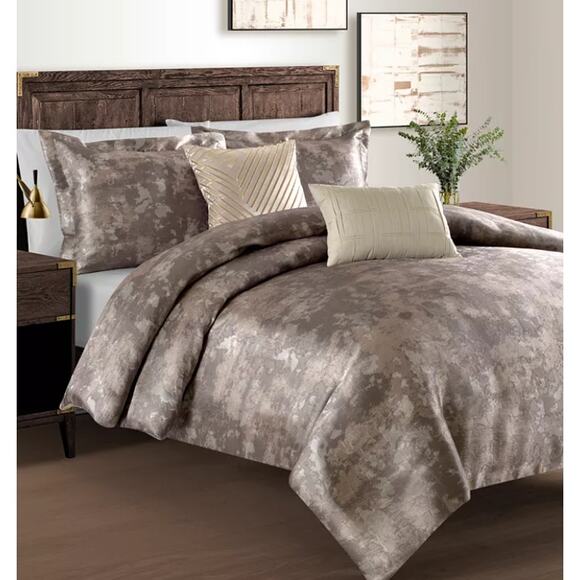 Sunham Duvet Cover & Filler SET Insert King Luxe Bedding Metallic Jacquard NEW - Picture 1 of 12